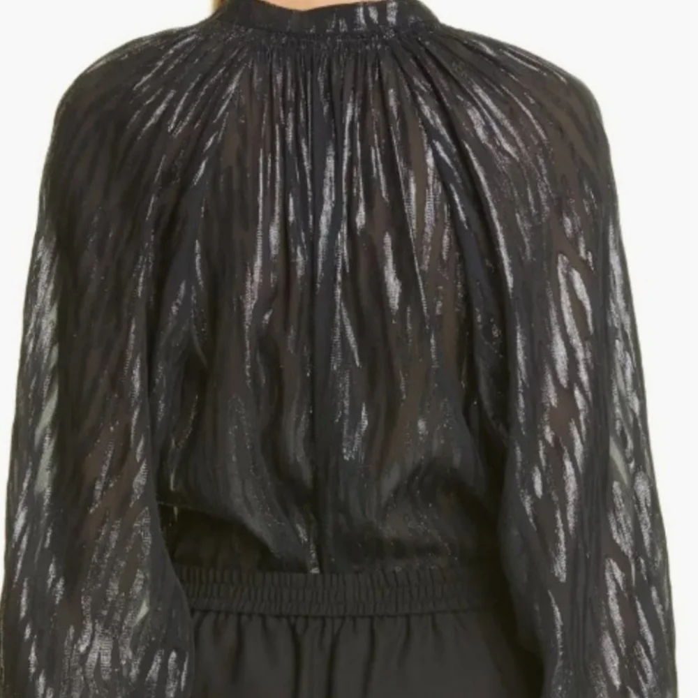 Rebecca Taylor Safari silk - blend blouse in black size 10.